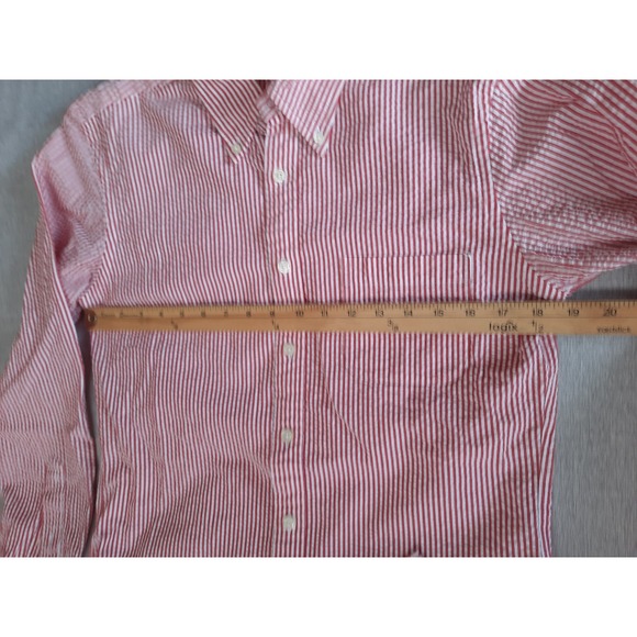 Brooks Brothers Regent Fit Red Stripe Wrinkle Seersucker Button Down Shirt Men S - Picture 4 of 9